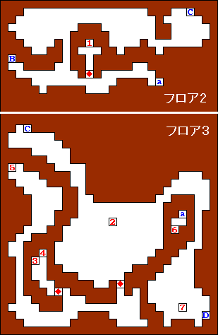 火炎城フロア2/フロア3のダンジョンマップ