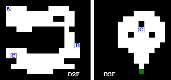 やすらぎの洞窟B2F/B3Fのダンジョンマップ