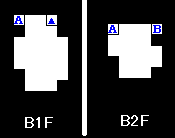 大地の神殿B1F/B2Fのダンジョンマップ