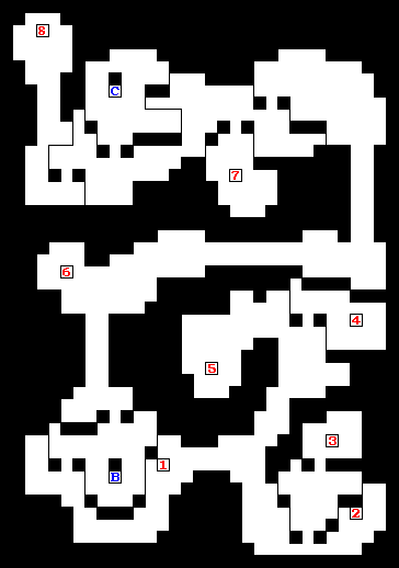 アウラの洞窟B2Fのダンジョンマップ